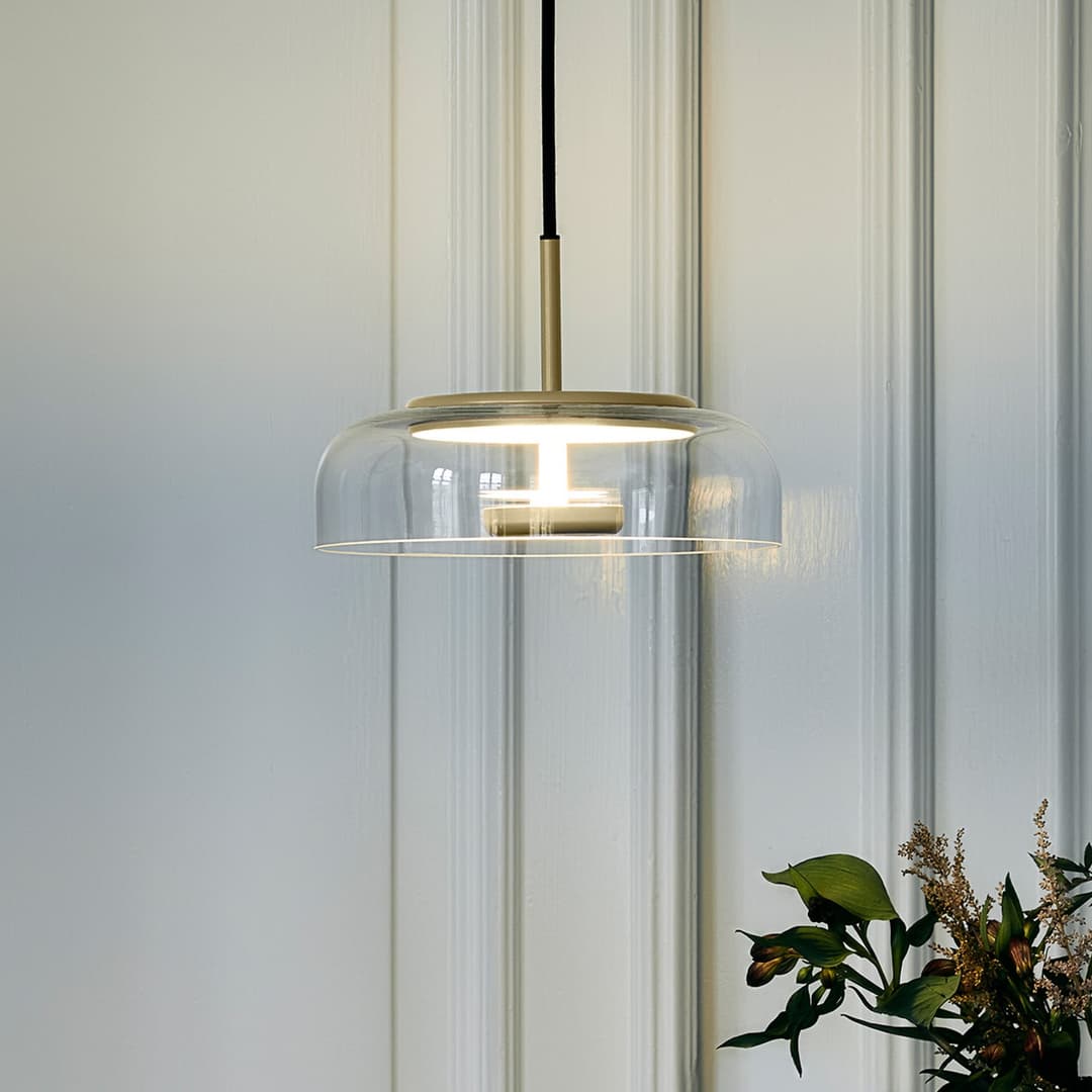 Blossi 1 Pendelleuchte Nordic Gold/Clear - Nuura - Wohnzimmer - Design - Glas - Einflammig