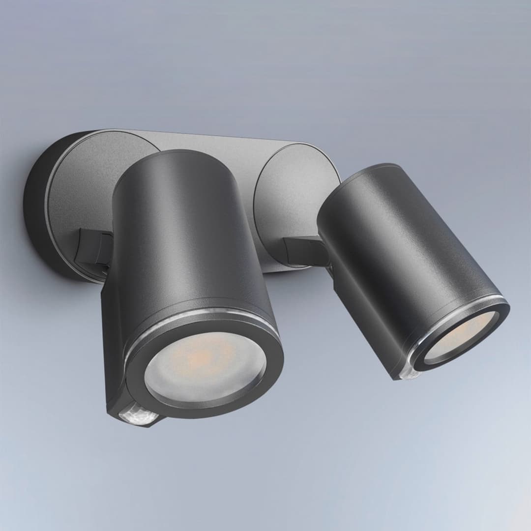 One SC Smart Sensor-Außenspot 2-flg anthrazit IP44 - STEINEL Spot Duo SC - Modern - Metall - Mehrflammig