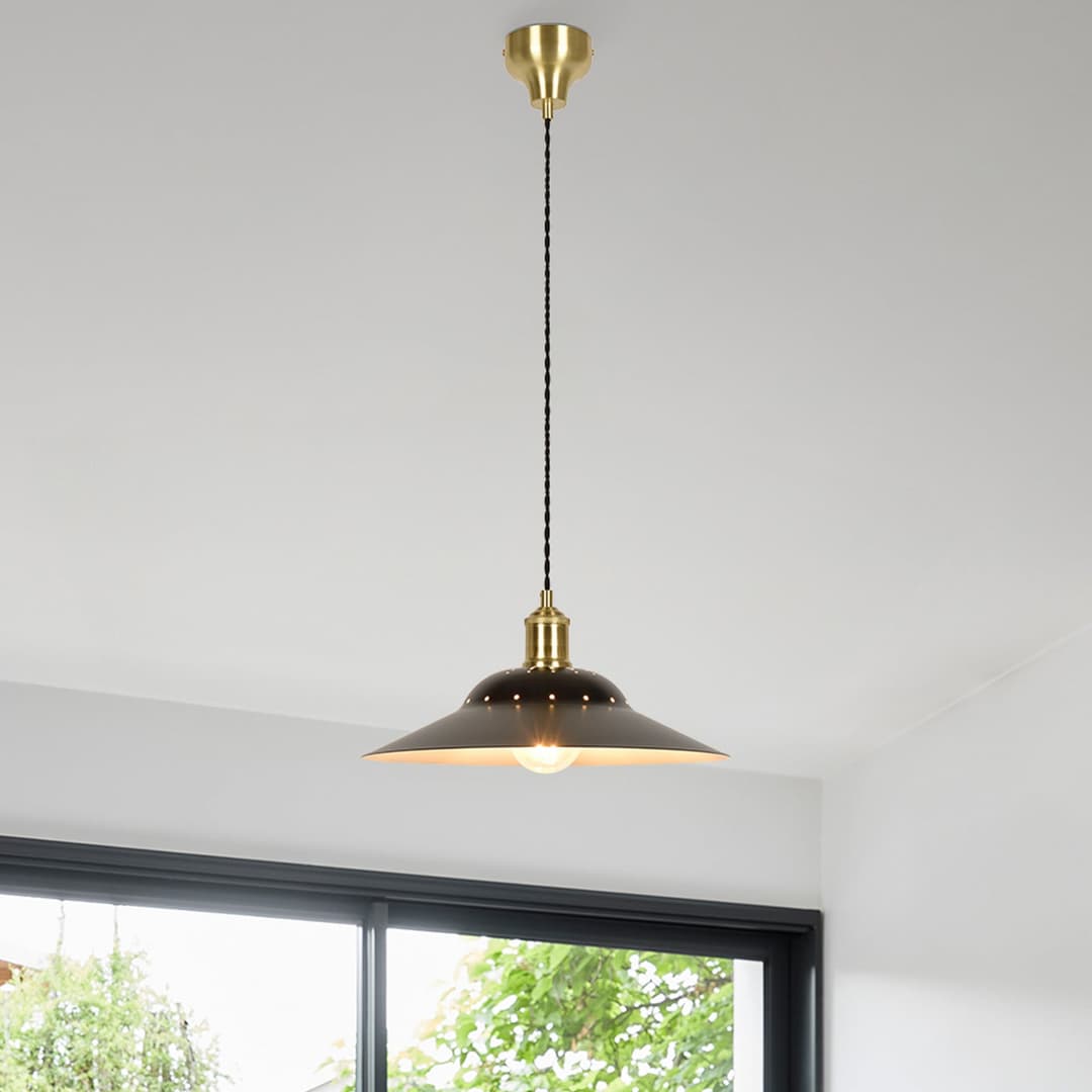 Louise Hängeleuchte schwarz matt Ø 38 cm - Corep SAS Honu - Wohnzimmer - Metall - Mit Schirm