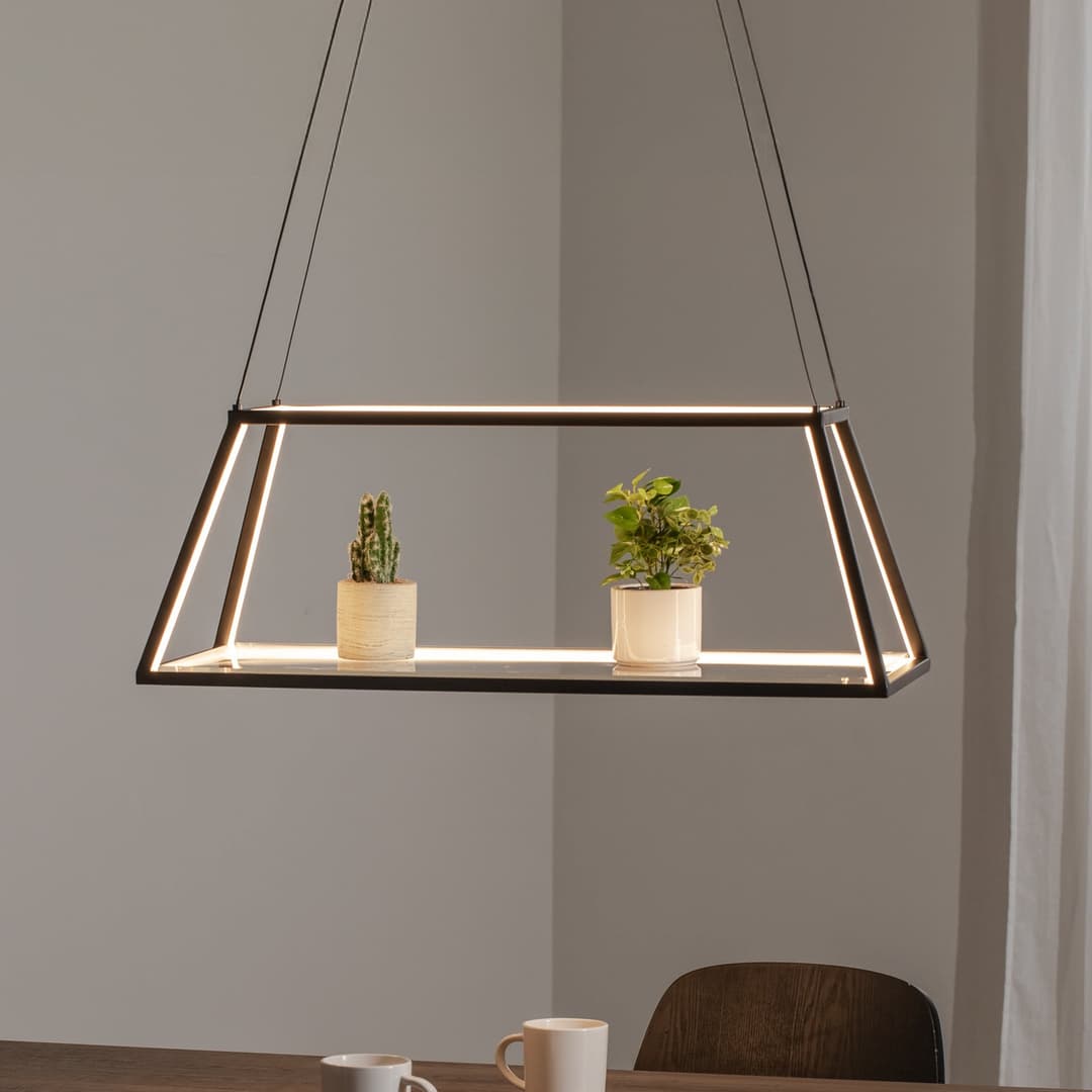 Mensola LED Pendelleuchte Schwarz - Lucande - Wohnzimmer - Modern - Aluminium - Einflammig