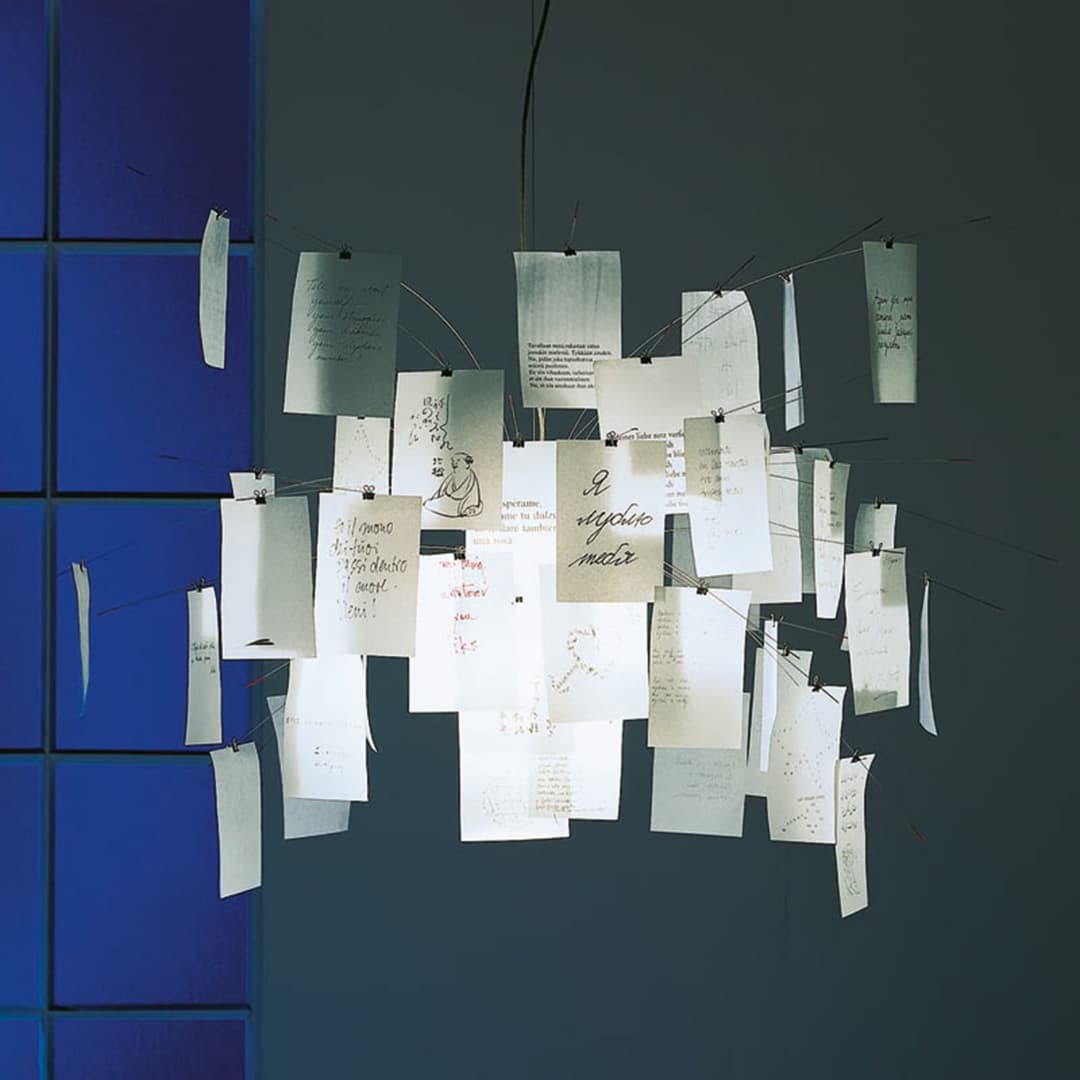 Zettel'z lampe 5 Pendelleuchte, Ø 120 cm - Ingo Maurer Zettel'z 5 - Wohnzimmer - Design - Papier / Karton - Einflammig