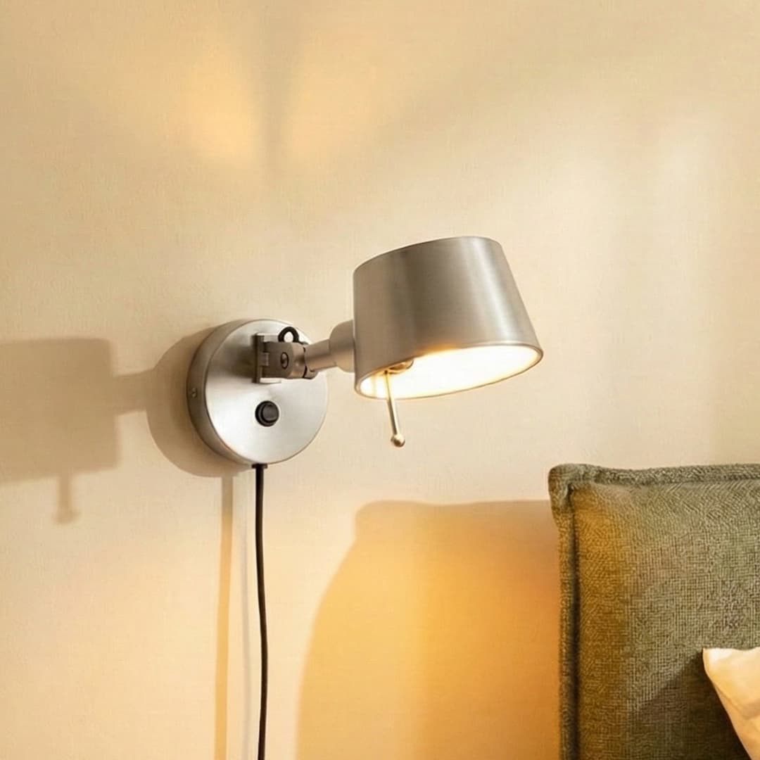 Silka Wandleuchte, nickel satin, flexibel, 14 cm, Stecker - Lucande - Arbeitszimmer / Büro - Modern - Metall - Einflammig