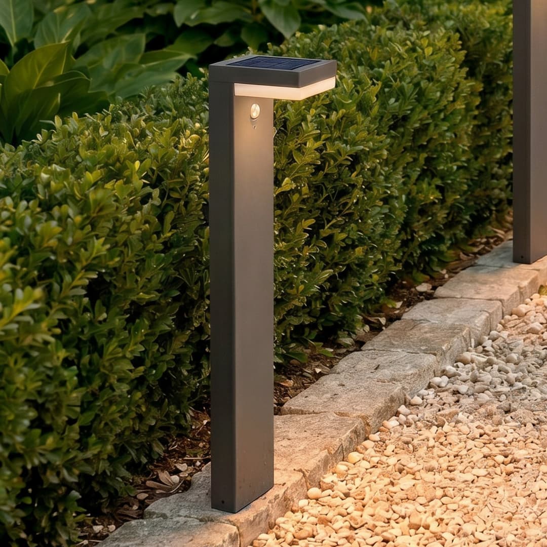 Chioma LED-Solar-Pollerlampe, anthrazit, Sensor - Lindby - Terrasse - Modern - Metall - Eckig