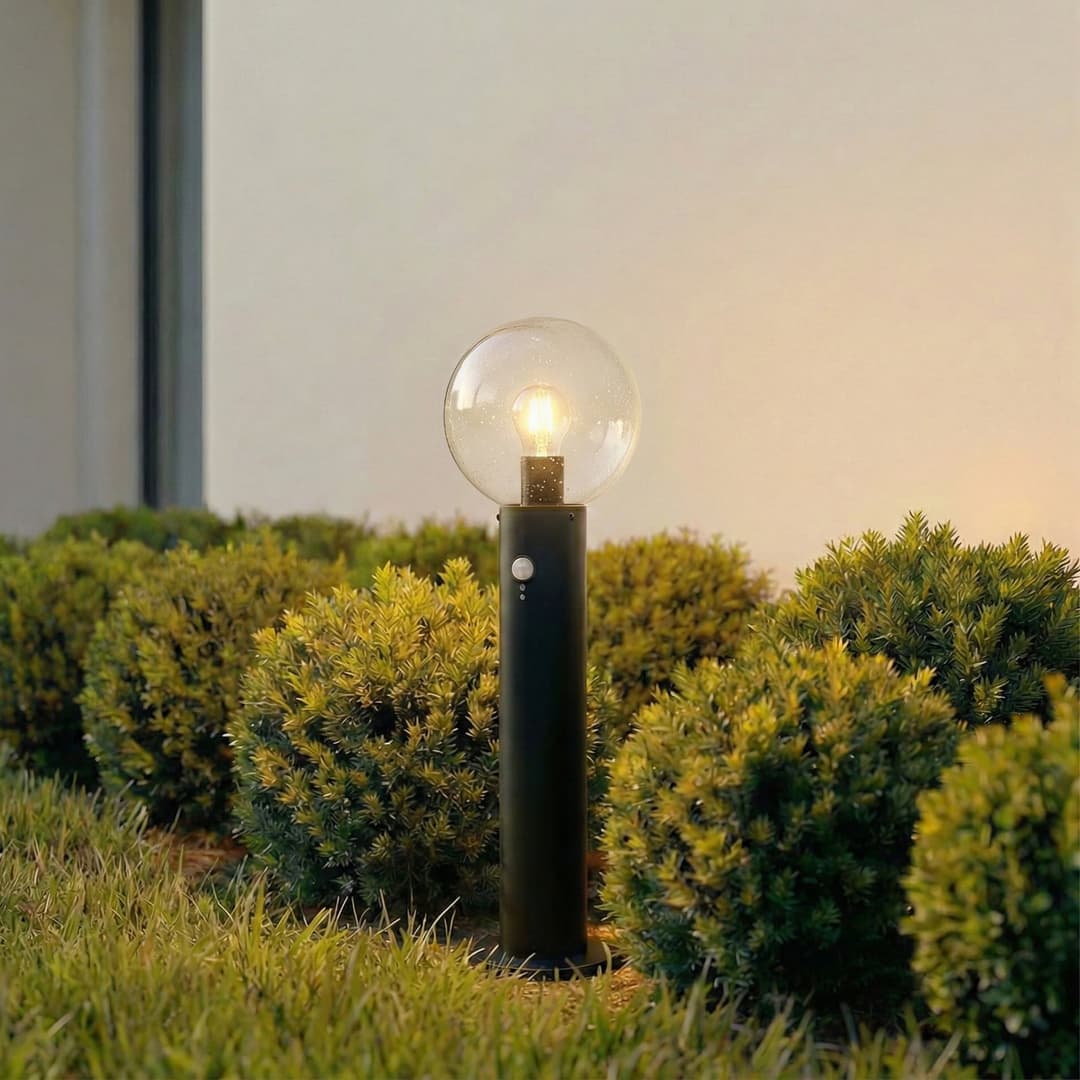 Dangan Wegeleuchte, Höhe 60 cm, Glas, Metall, Sensor, klar - Lindby - Terrasse - Modern - Einflammig