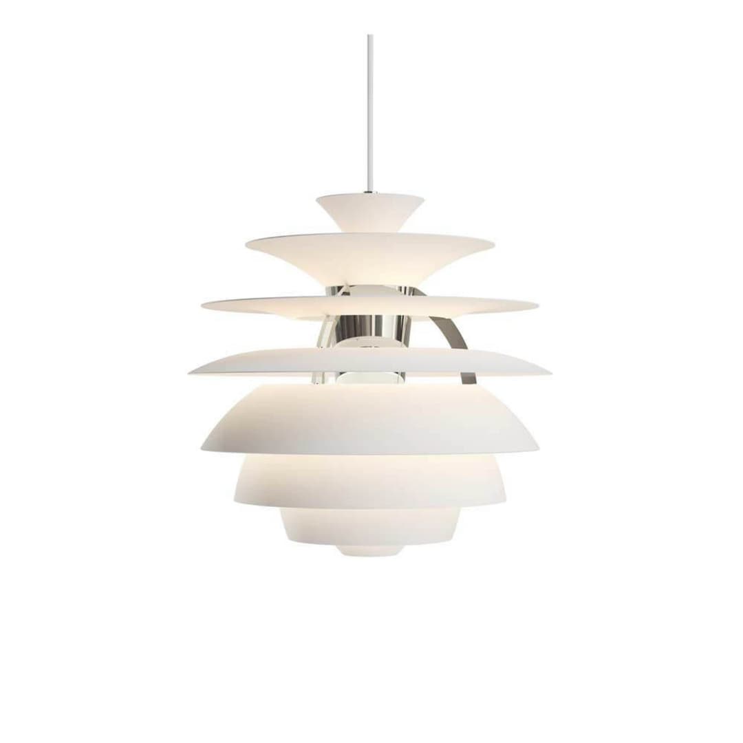 PH Snowball Hängelampe, weiß/chrom, Ø 40 cm - Louis Poulsen - Wohnzimmer - Aluminium