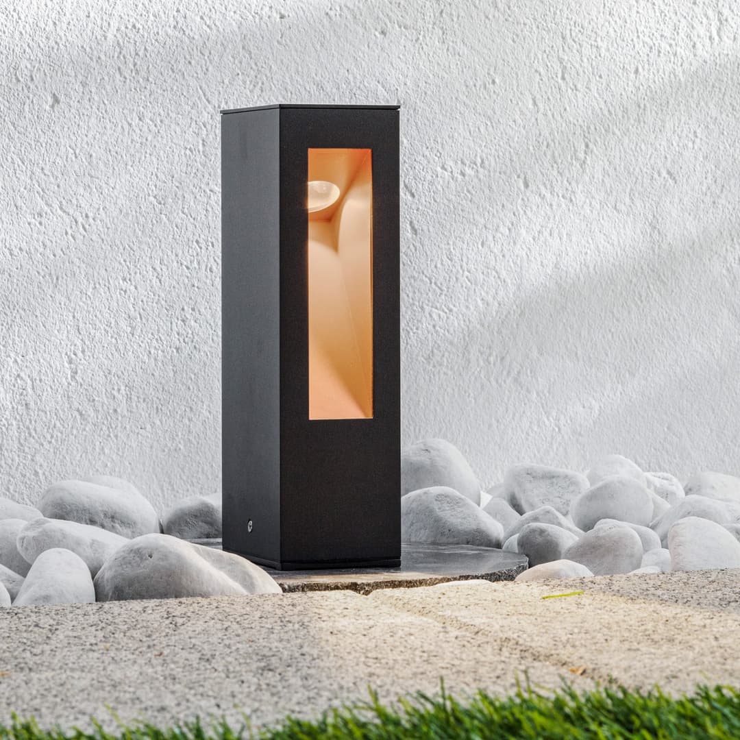 Jenke Außen Gartenleuchte Graphite/Matt Gold - Lucande - Modern - Metall - Einflammig