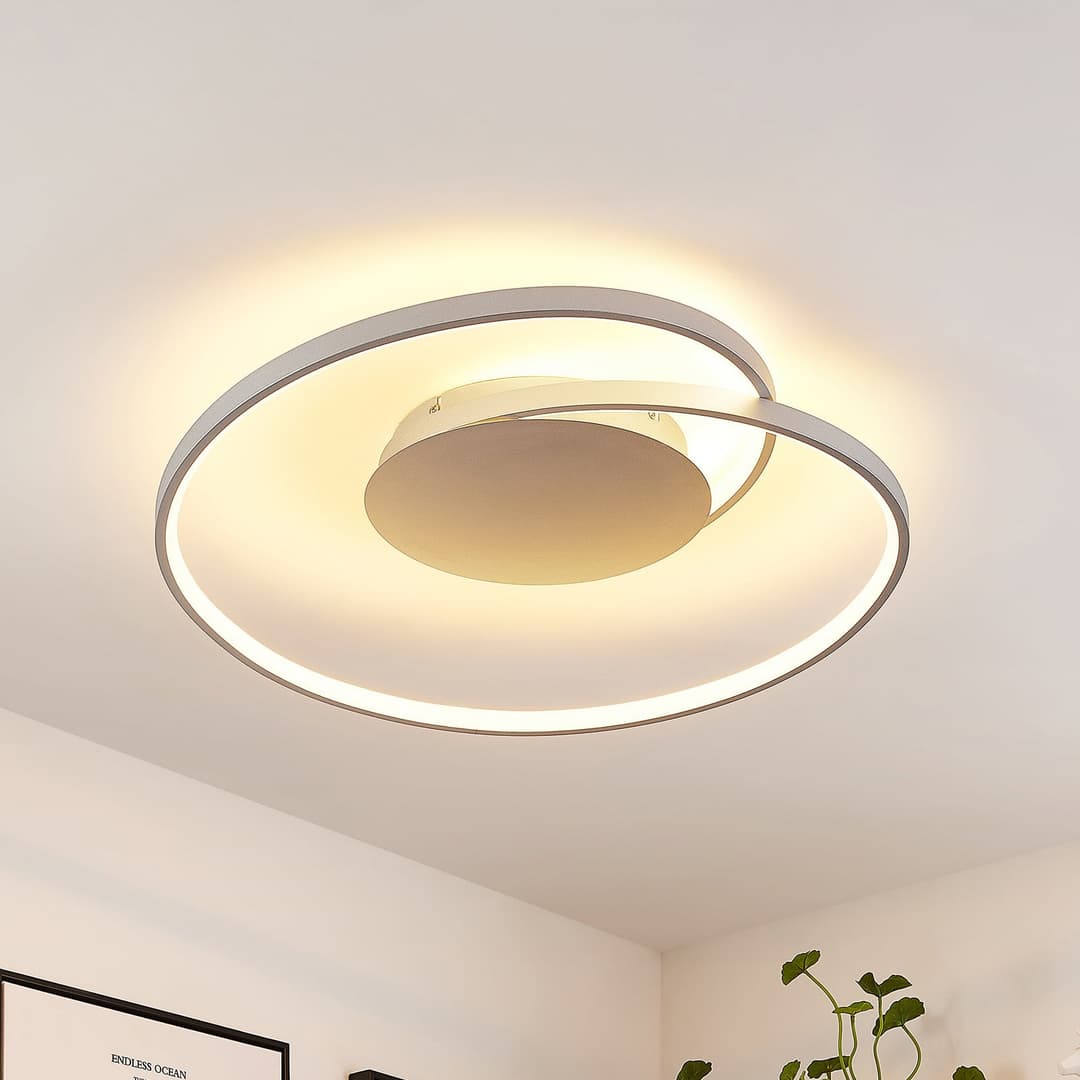 Enesa M Deckenleuchte Silver - Lucande - Schlafzimmer - Modern - Metall - Rund