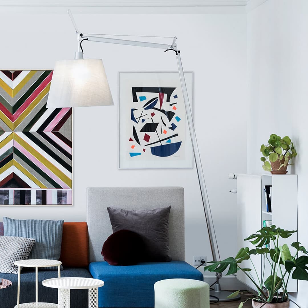 Tolomeo Maxi LED-Stehleuchte Alu - Artemide - Wohnzimmer - Design - Metall - Mit Schirm