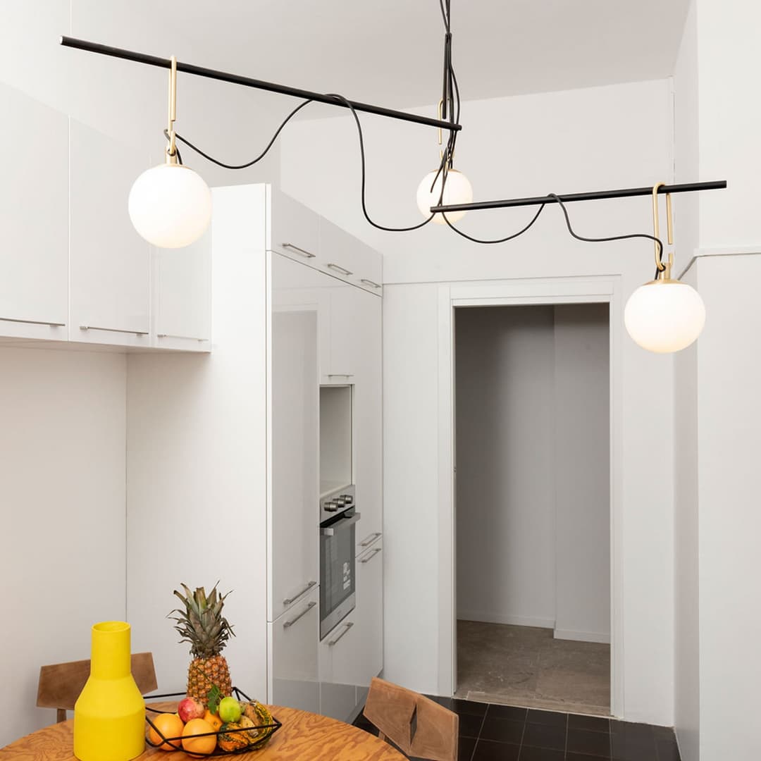 Nh S3 14 Pendelleuchte Black/Brass - Artemide - Artemide - Wohnzimmer - Design - Metall - Kugel