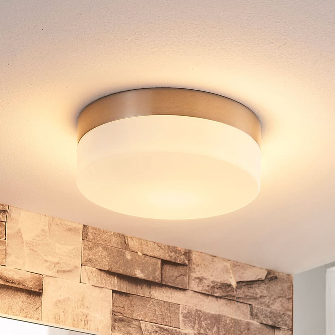 Amilia Deckenleuchte Ø18 Opal/Nickel - Lindby - Badezimmer - Modern - Glas - Rund