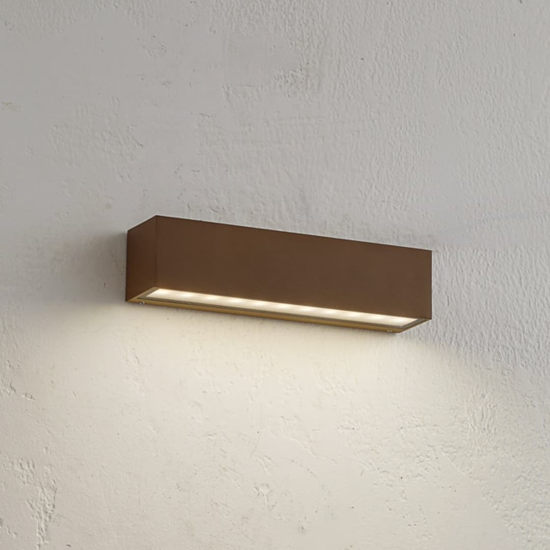 Lengo LED-Außenwandlampe, 25cm, braun, down, 3000K - Lucande - Balkon - Modern - Aluminium - Eckig