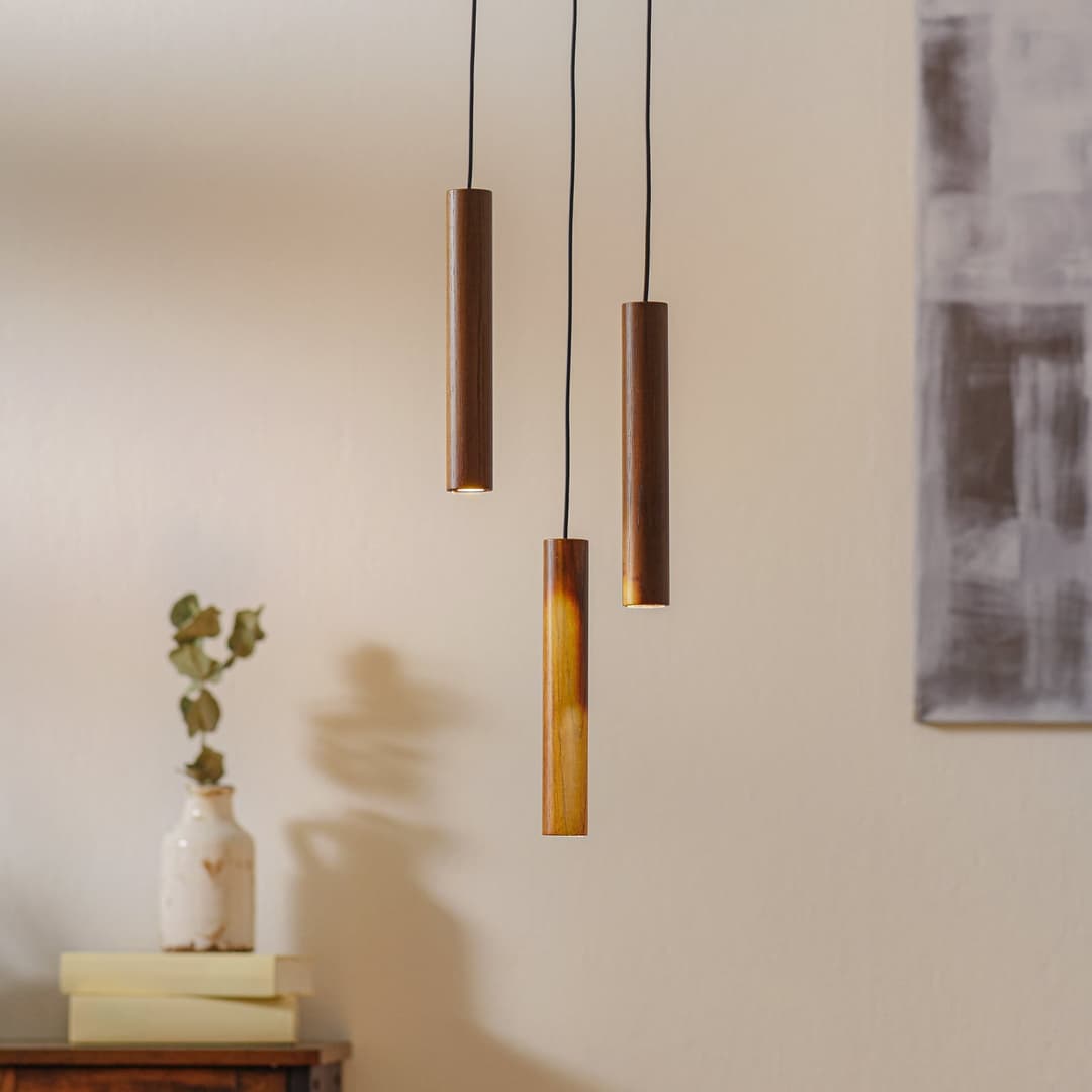 Chimes Cluster 3 Pendelleuchte Dark Oak - UMAGE - Wohnzimmer - Design - Holz - Mehrflammig