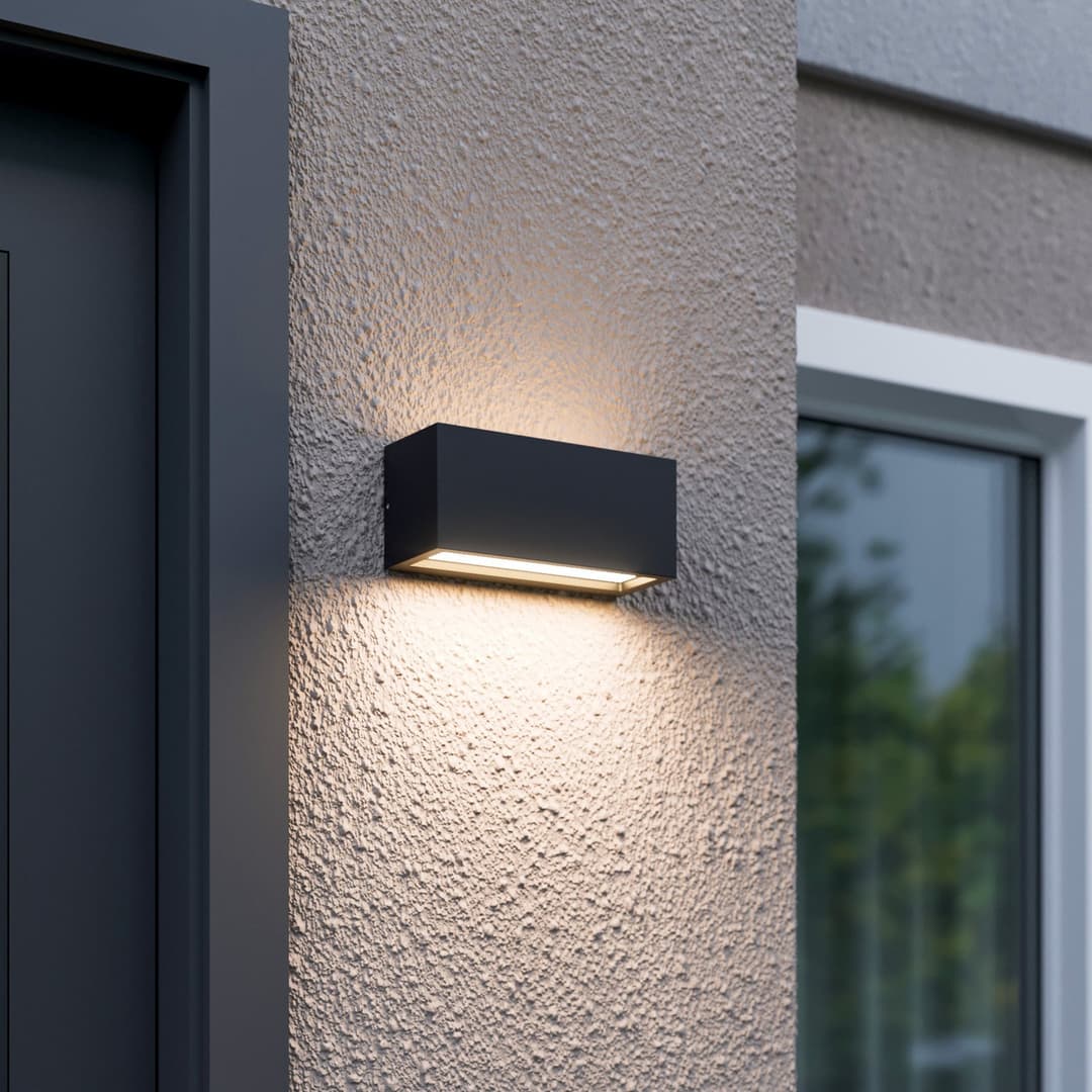 Außenwandlampe Bente, anthrazit, Breite 25cm, IP54 - Lucande - Balkon - Modern - Metall - Eckig