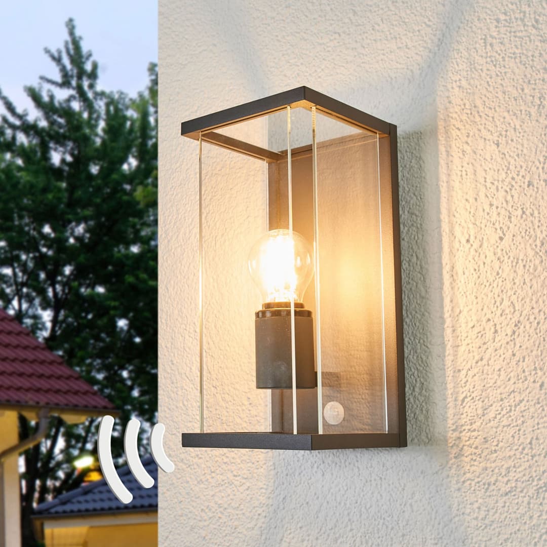 Annalea Außenwandleuchte IP54 w/Sensor Dark Grey - Lucande - Terrasse - Modern - Metall - Eckig