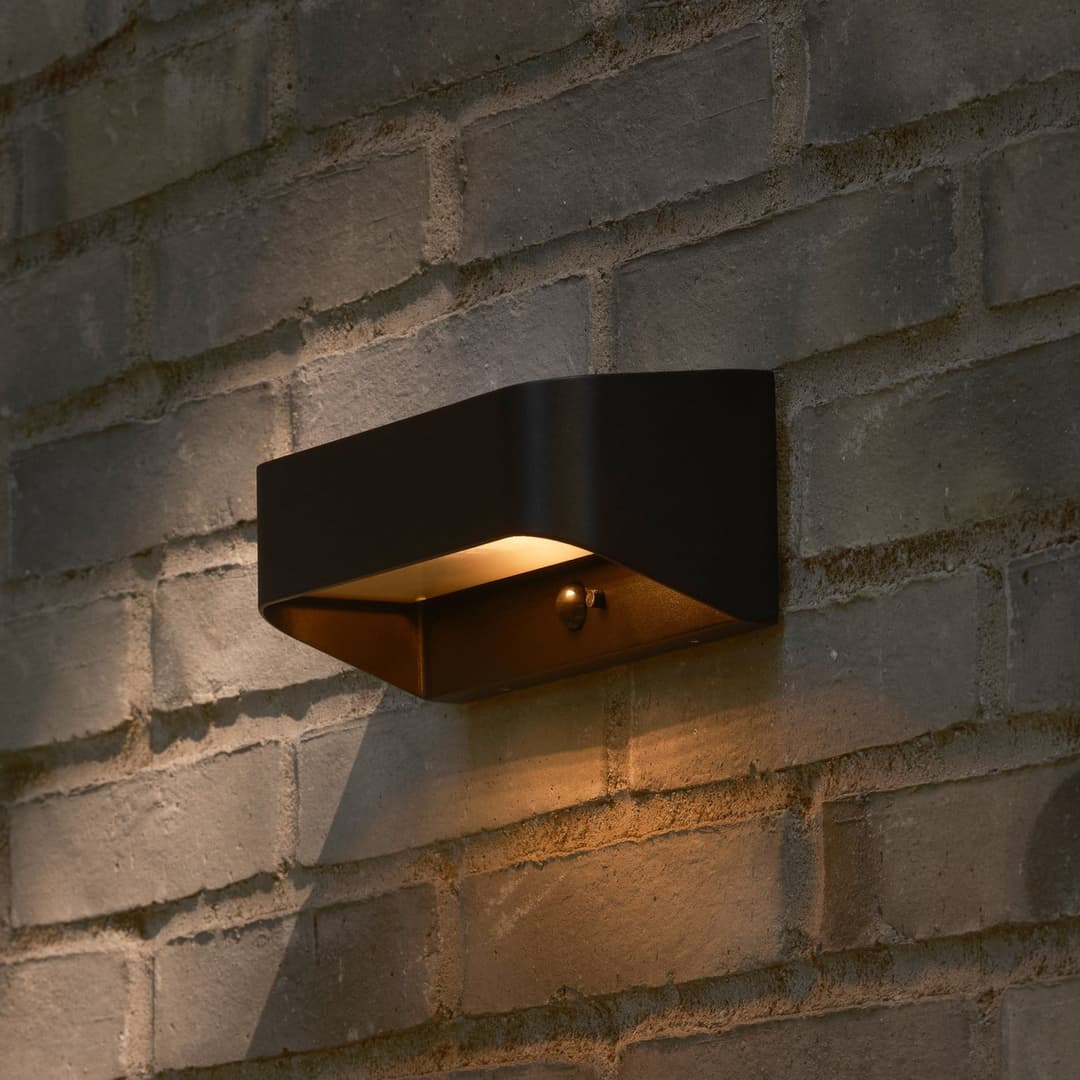 Marcellio LED-Solar-Außenwandlampe schwarz, Sensor - Nordlux - Balkon - Modern - Aluminium - Eckig