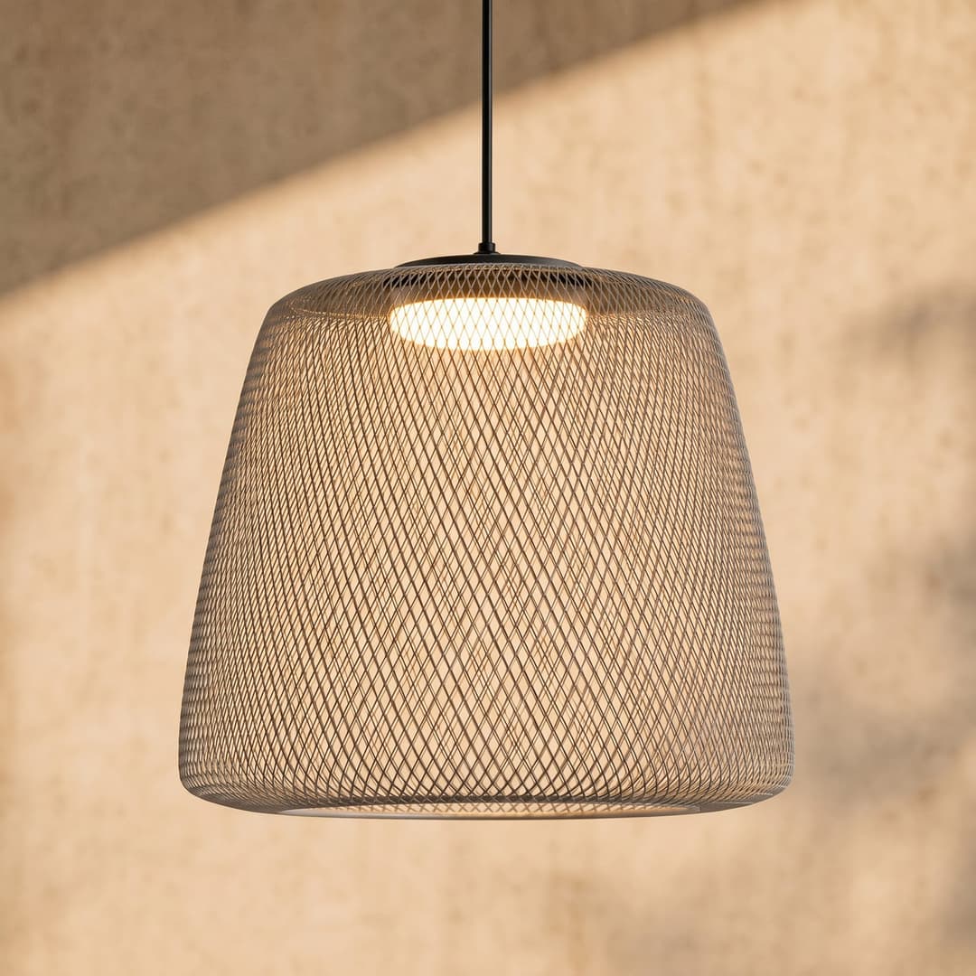 Korvyn LED-Außenhängeleuchte, steingrau, Ø 50cm, step-dim - Lucande - Design - Metall - Einflammig