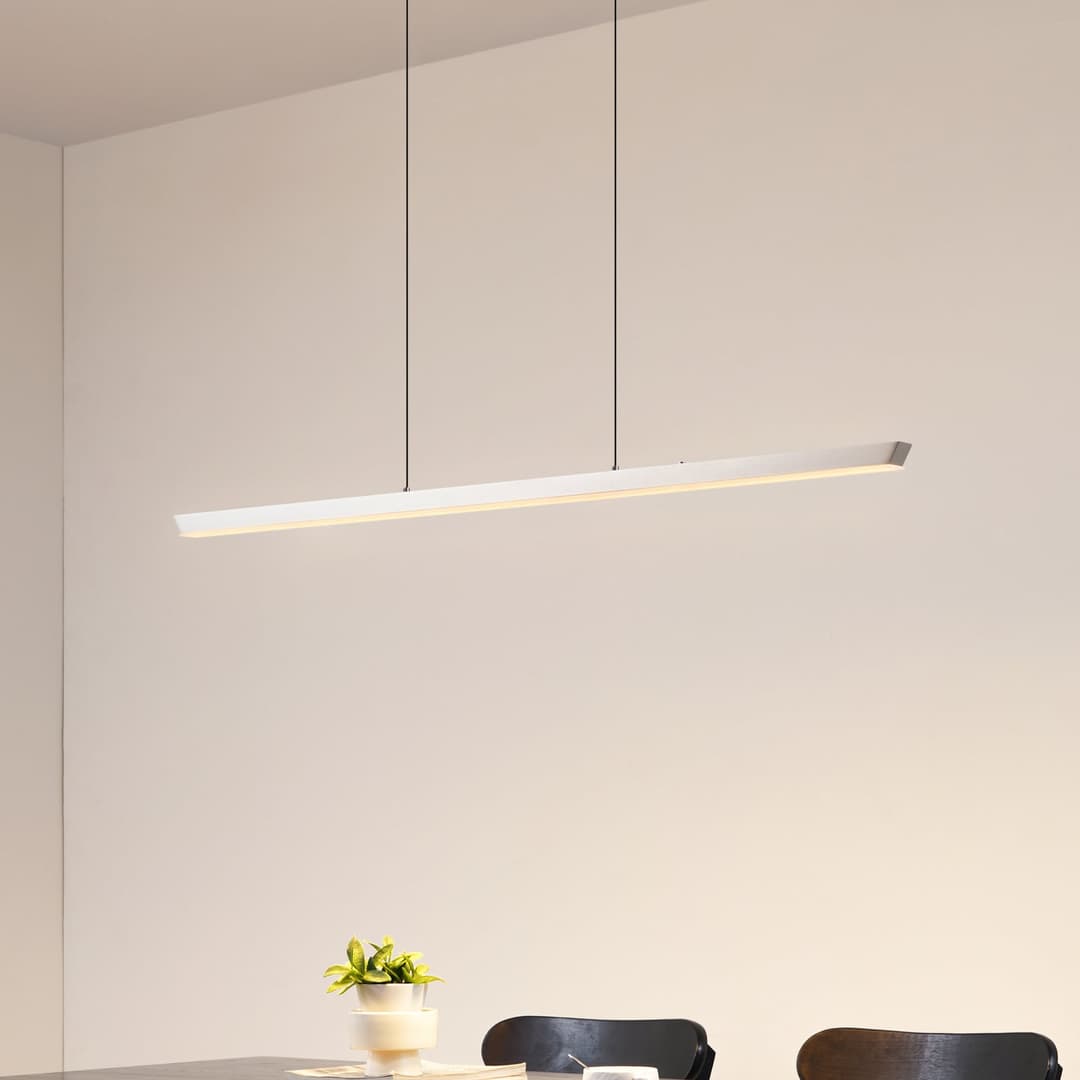 Solvar LED-Hängelampe, silber, 117 cm, CCT, dimmbar - Lucande - Wohnzimmer - Modern - Metall - Balken
