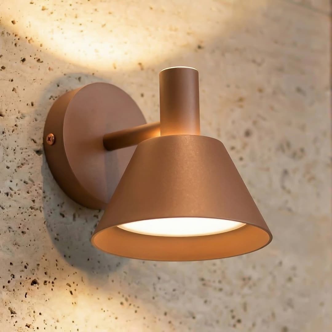 Tabena LED-Außenwandleuchte, braun, IP44, CCT - Lucande - Modern - Aluminium - Rund