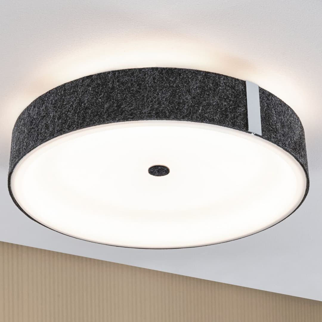 Malika LED Deckenleuchte 3-Step-Dim Anthrazit - Paulmann - Wohnzimmer - Modern - Stoff / Textil - Einflammig