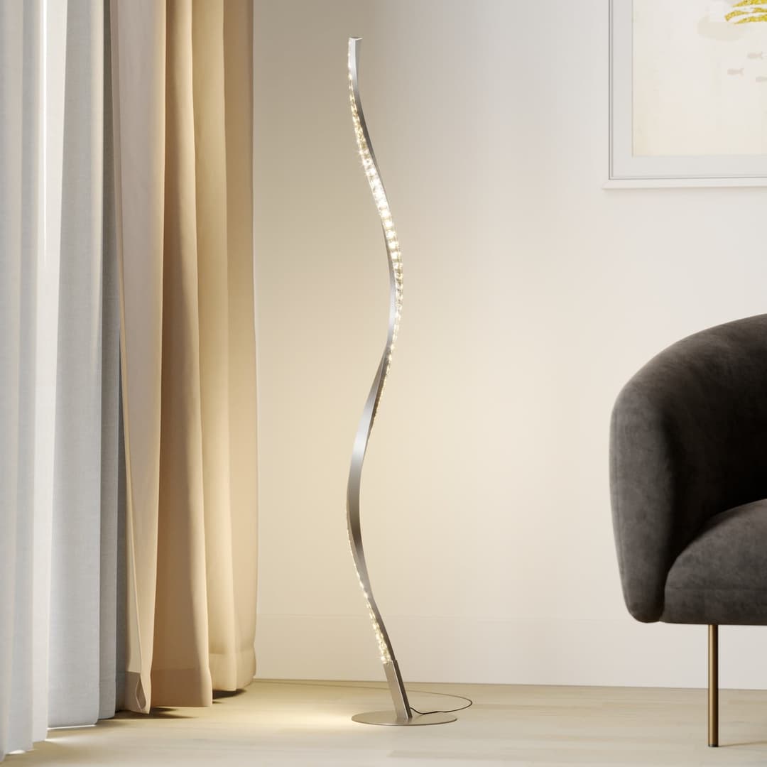 Criostal Stehleuchte Alu - Lindby - Wohnzimmer - Modern - Aluminium