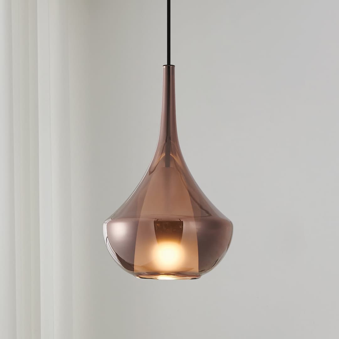 Almoster Hängelampe, kupfer, Ø 25 cm, Glas - Stars of Light - Wohnzimmer - Modern - Mit Schirm