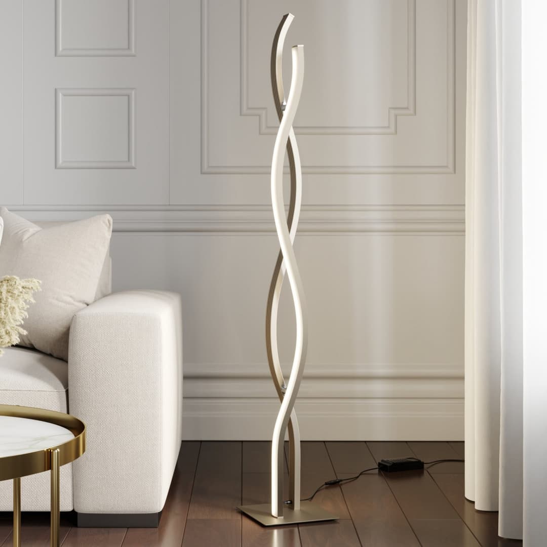 Mairia Stehleuchte Alu - Lucande - Wohnzimmer - Modern - Metall - Einflammig