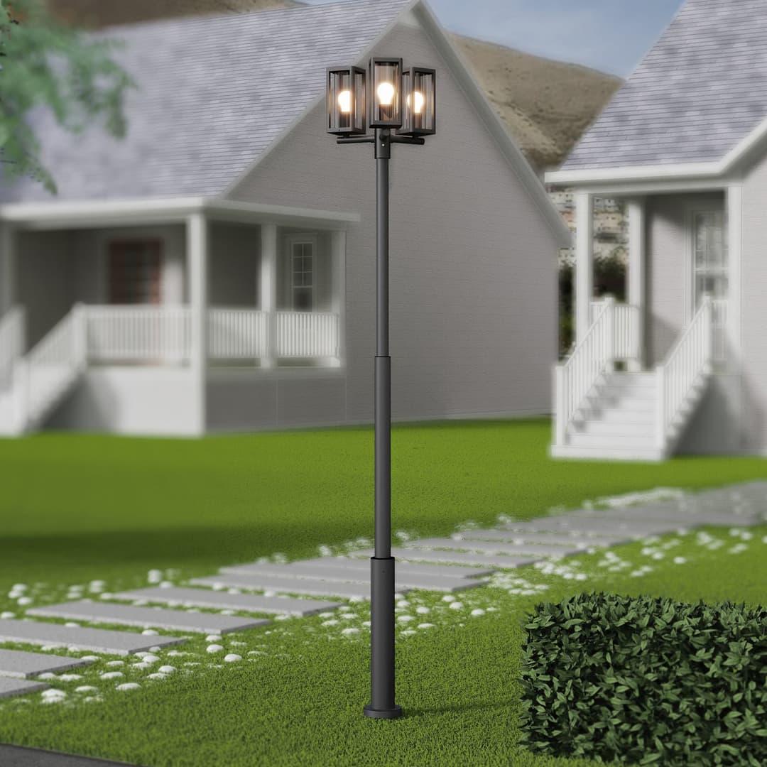 Siveta 3 Parkleuchte H240 Schwarz - Lucande - Aluminium - Mehrflammig
