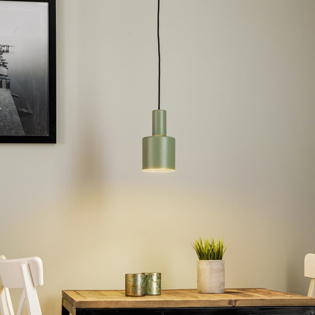 Selma Hängelampe grün einflammig Ø 11 cm - Argon - Wohnzimmer - Modern - Metall