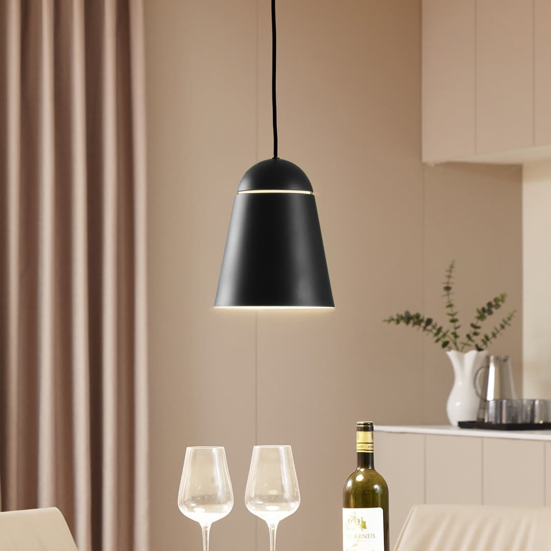 Montes Pendelleuchte, schwarz, Ø 20 cm - NOLA - Wohnzimmer - Skandinavisch - Aluminium - Einflammig