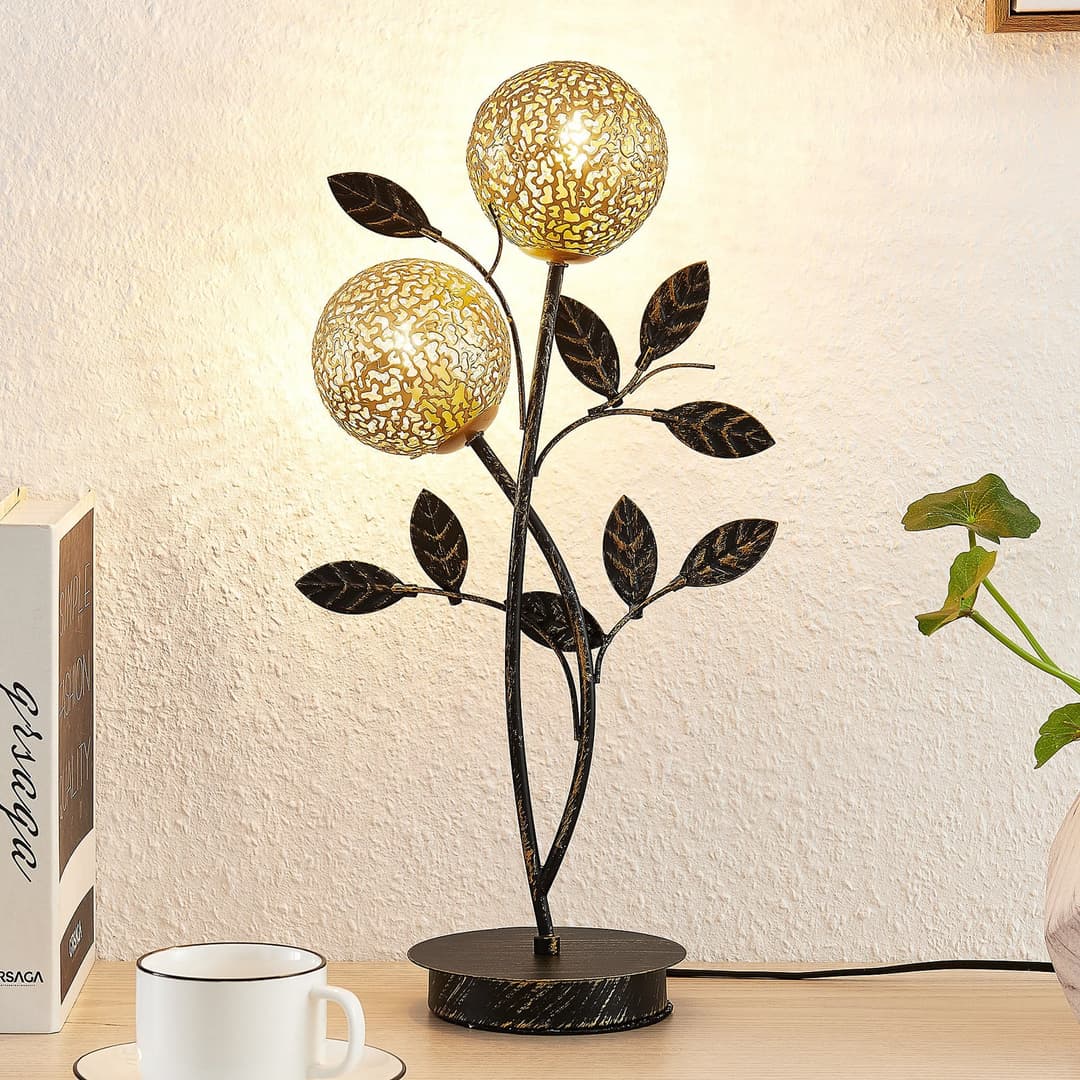 Evory 2 Tischleuchte Gold - Lucande - Wohnzimmer - Florentiner - Metall - Mehrflammig