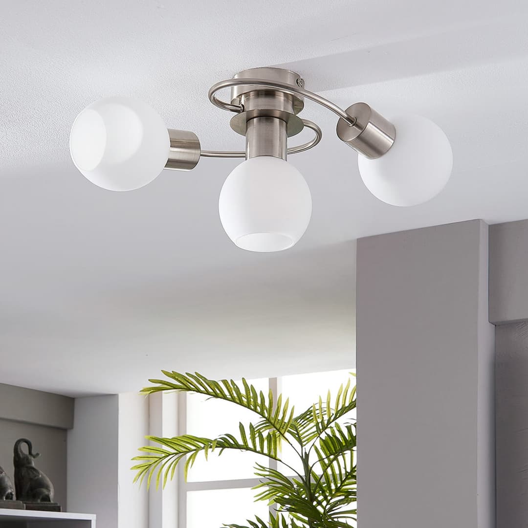 Ciala 3 Deckenleuchte White/Nickel - Lindby - Wohnzimmer - Modern - Glas - Kugel