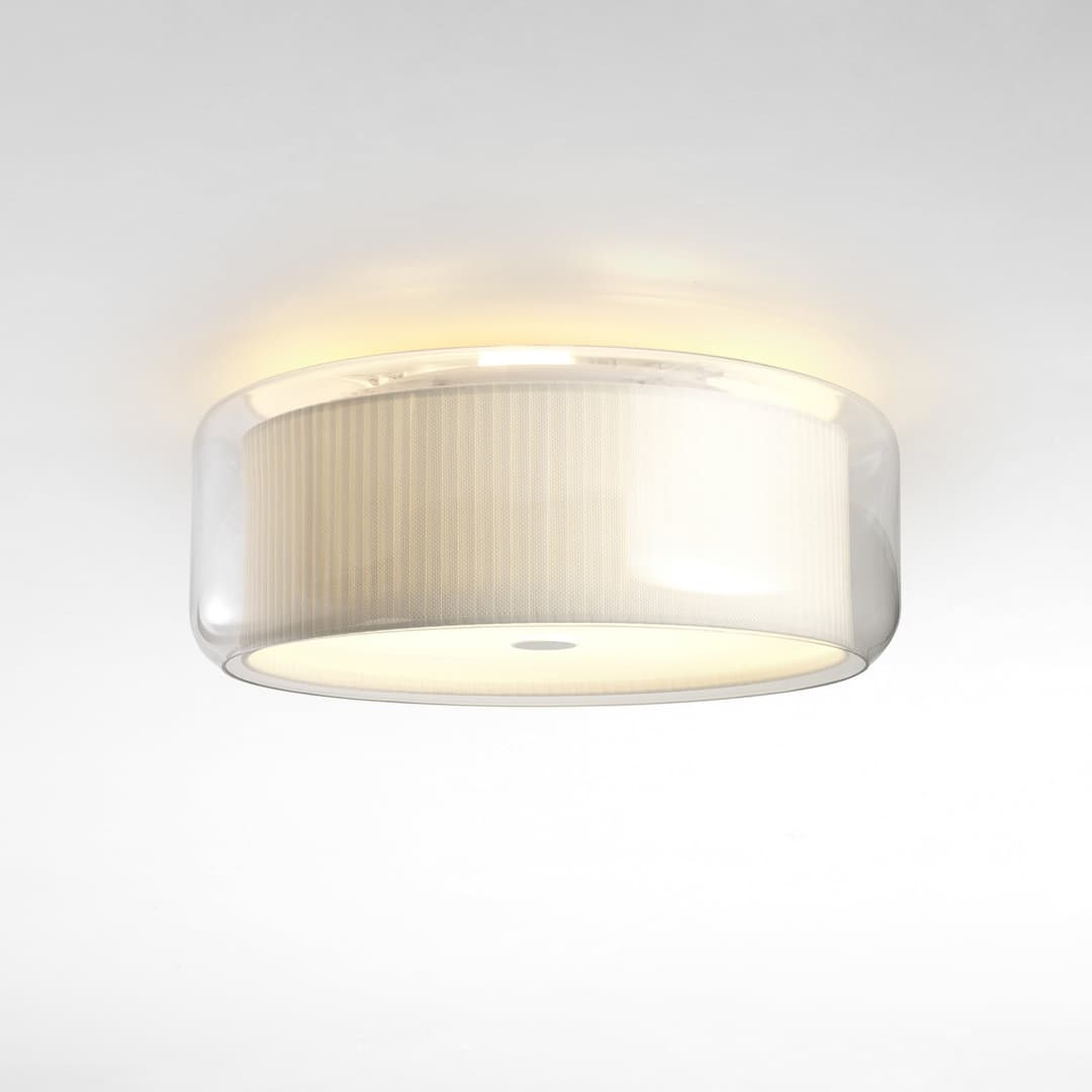 Mercer C Deckenlampe, Glas, Baumwolle - MARSET - Wohnzimmer - Design - Rund