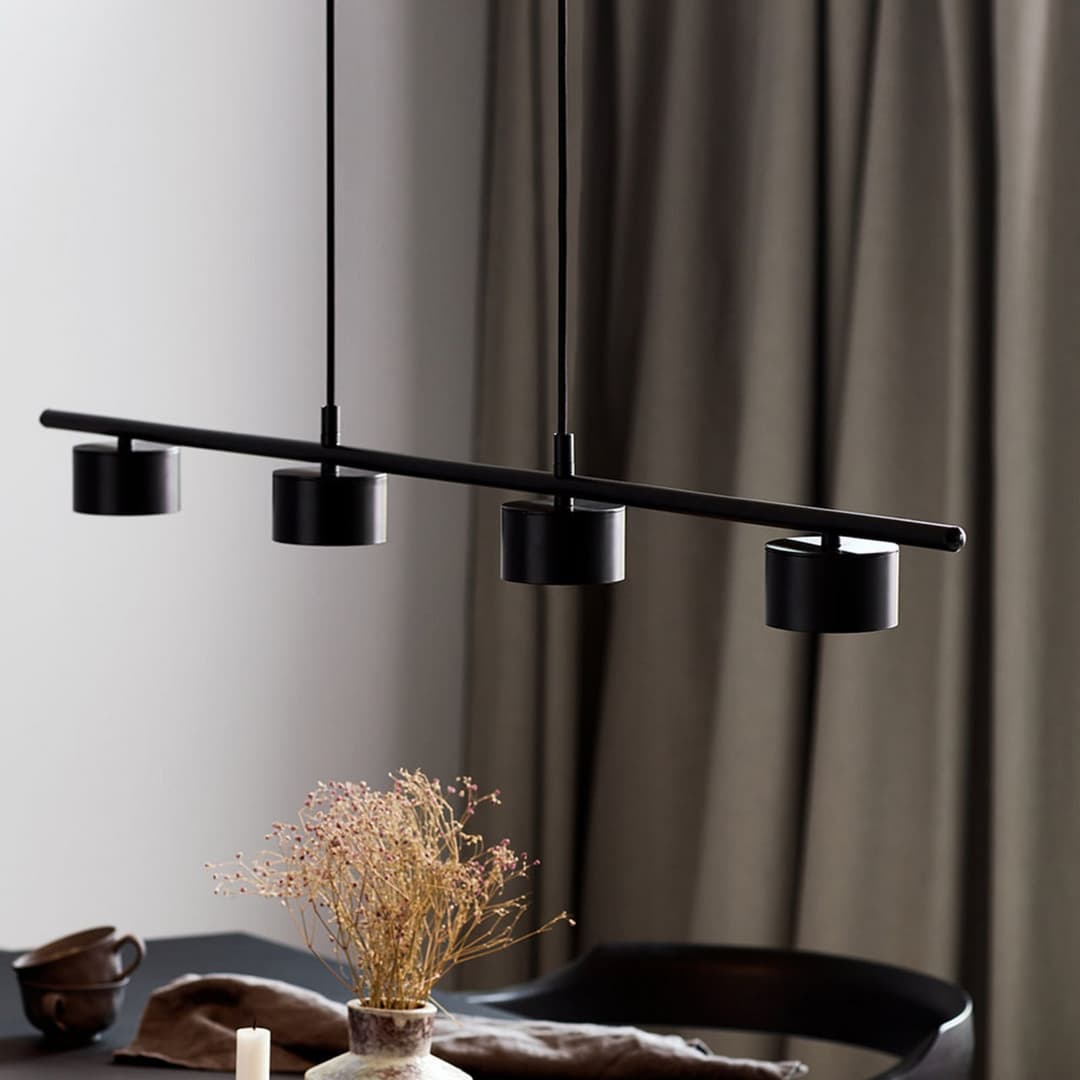 Clyde LED-Hängelampe, 4-flg., schwarz, Länge 115cm - Nordlux - Küche - Modern - Metall - Mehrflammig