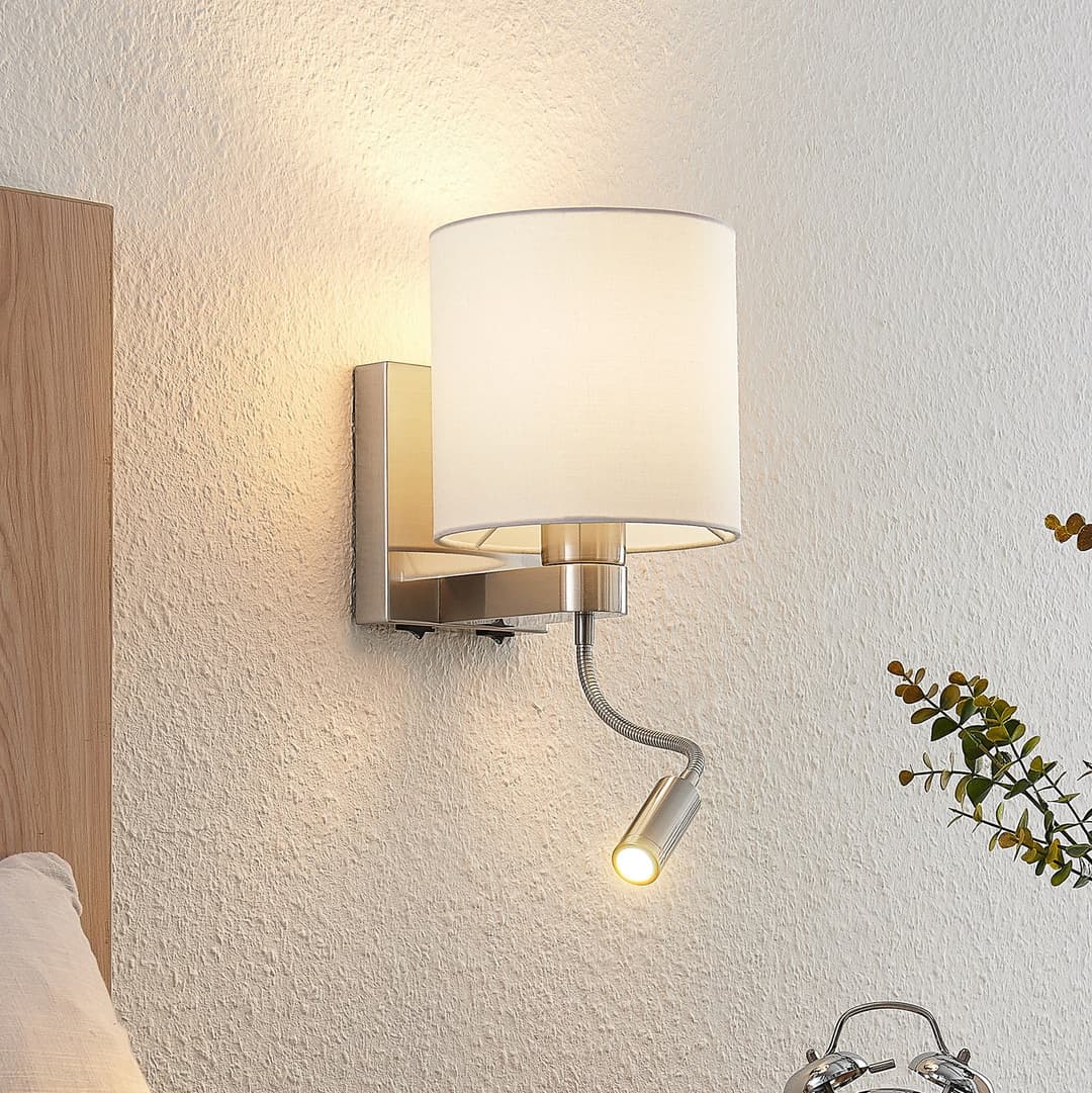 Brinja Flex Wandleuchte White/Chrome - Lucande - Wohnzimmer - Modern - Stoff / Textil - Mehrflammig