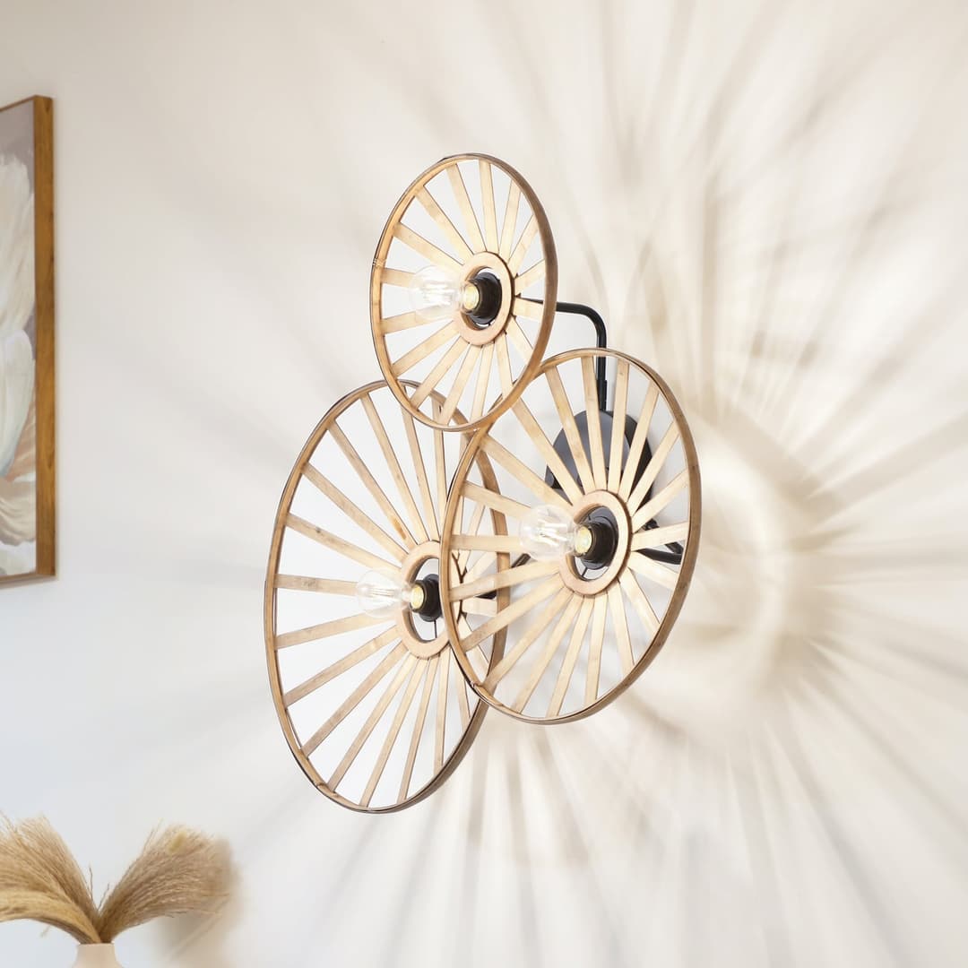 Evandor 3 Wandleuchte Nature - Lindby - Wohnzimmer - Metall - Mehrflammig