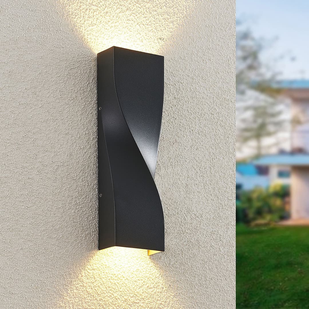Tibelya LED Up/Down Außenwandlampe anthracite 26cm - Lucande - Balkon - Modern - Aluminium - Eckig