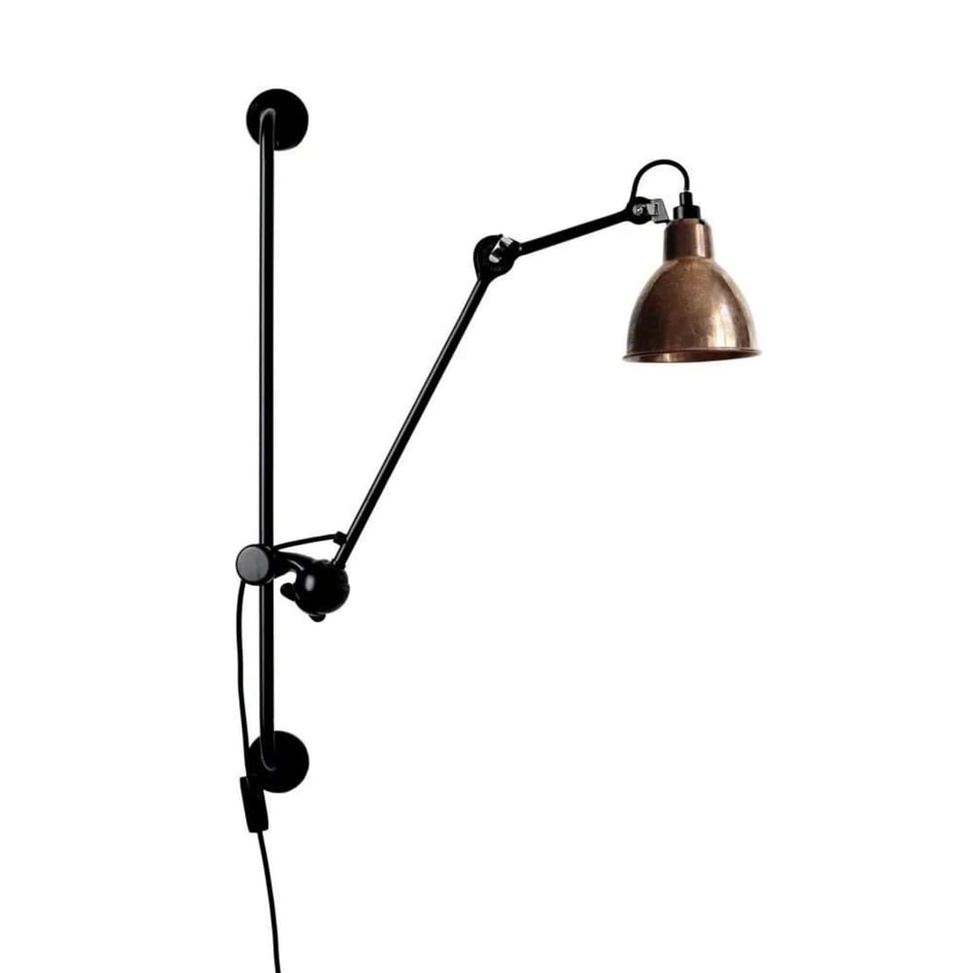 Lampe Gras 210 Wandleuchte, rund, schwarz/kupfer – DCW 201 Round - Wohnzimmer - Industrielles Design - Metall - Einflammig