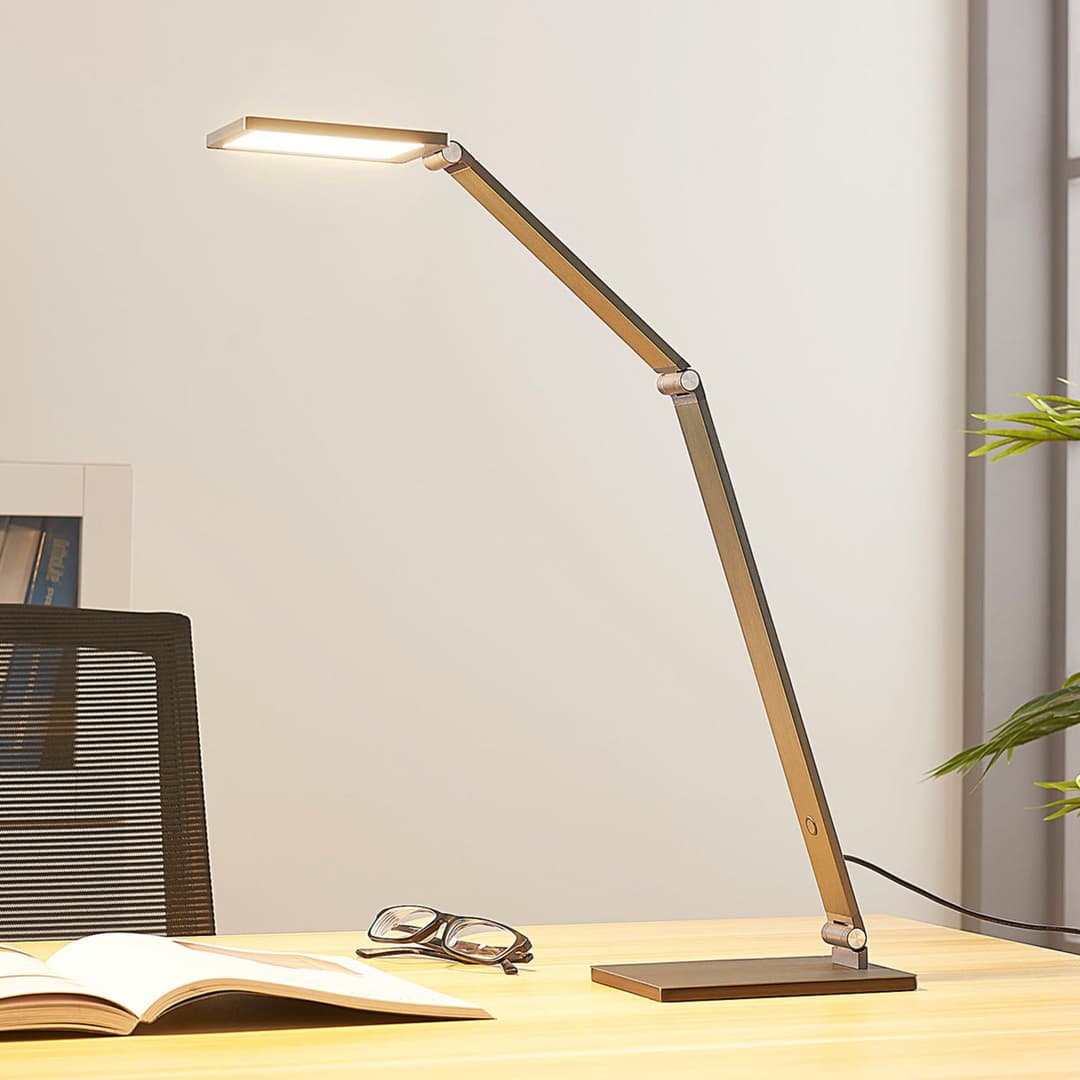 Mion LED Tischleuchte Dim. Blue Grey - Lucande - Arbeitszimmer / Büro - Modern - Metall - Eckig