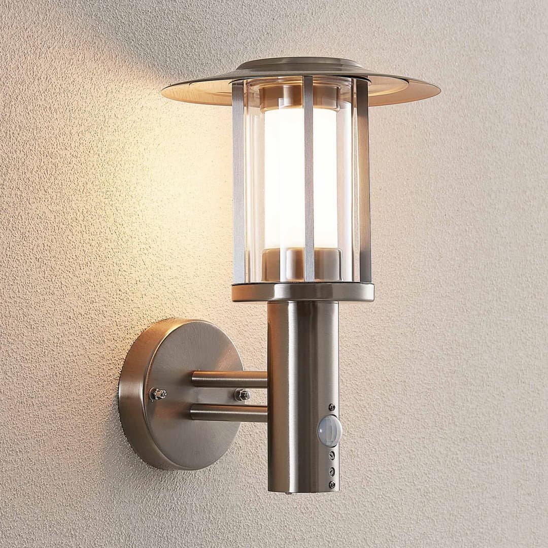Gregory Außenwandleuchte w/Sensor - Lindby - Balkon - Modern - Edelstahl - Einflammig