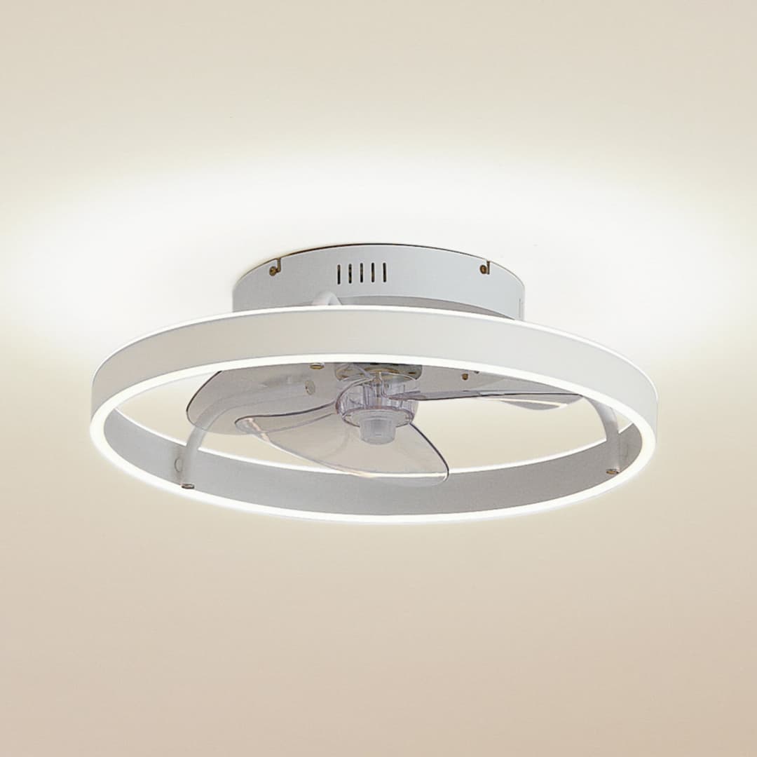 Momitu LED-Deckenventilator, weiß, Aluminium, Ø 50 cm - Lindby - Wohnzimmer - Modern - Rund