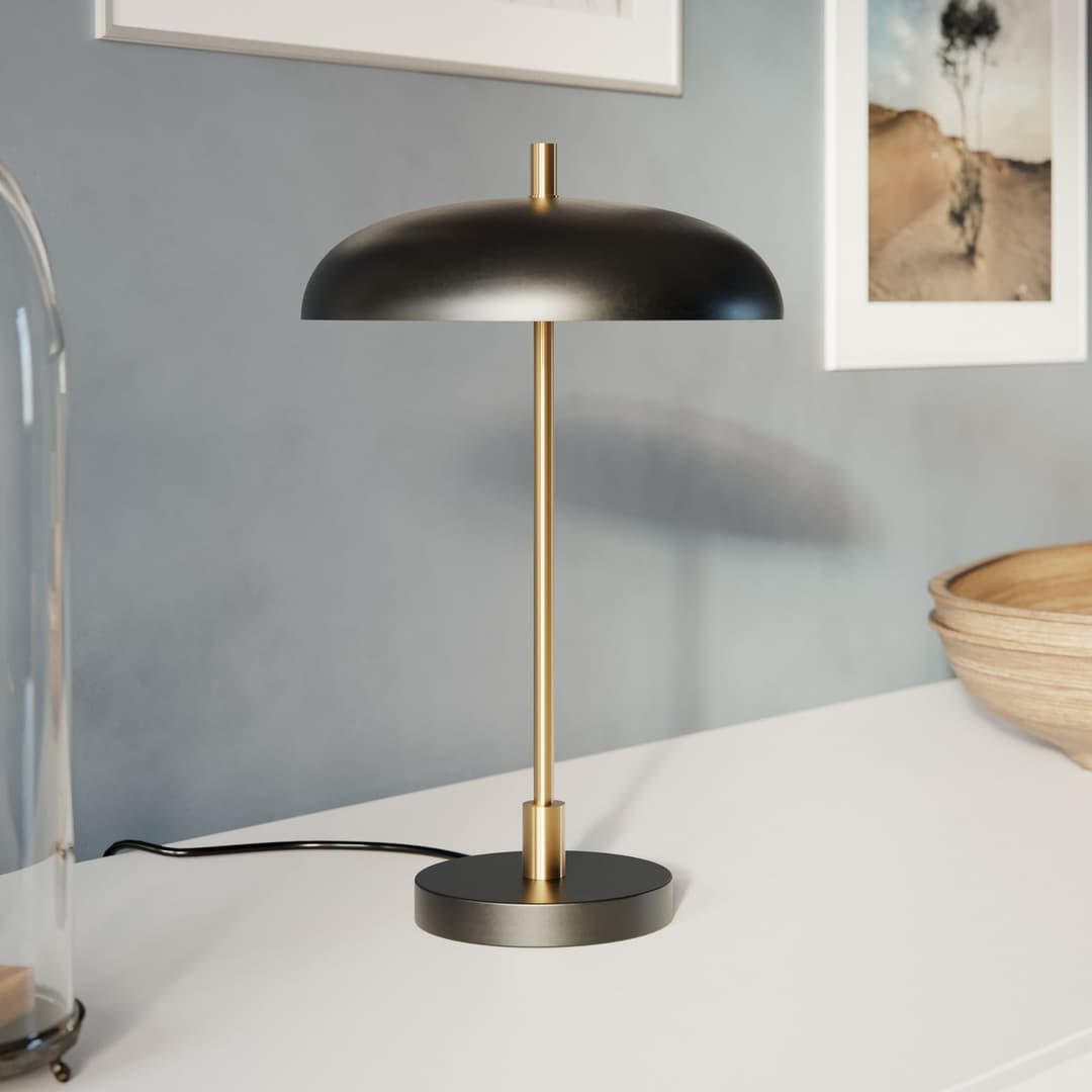 Shelby Tischleuchte Matt Black/Gold - By Rydéns - Wohnzimmer - Skandinavisch - Mit Schirm