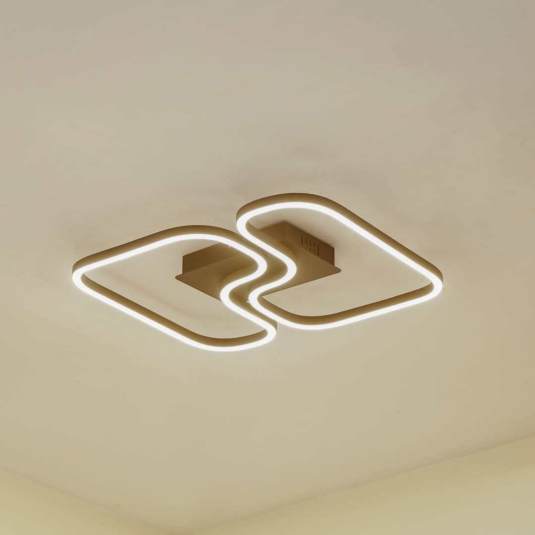 Amiya LED Deckenleuchte 476mm Schwarz - Lucande - Wohnzimmer - Modern - Metall - Einflammig