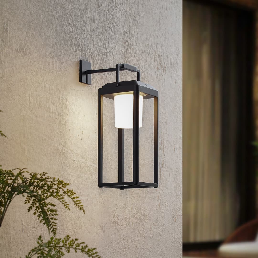 Tilena Square Solarzellenlampe Schwarz - Lucande - Balkon - Modern - Aluminium - Laterne