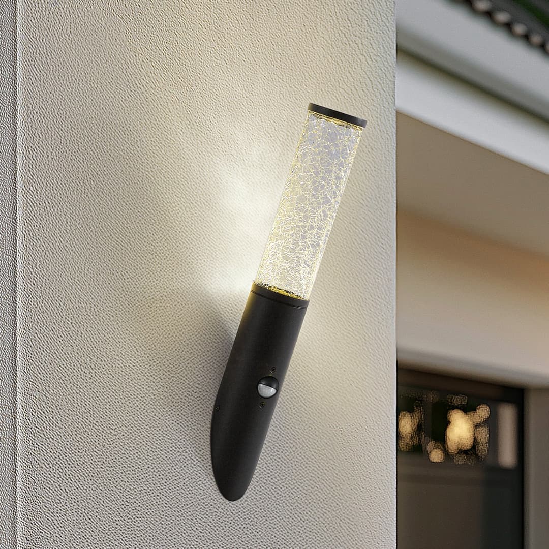 Gavros Außenwandleuchte, Sensor, schwarz, Aluminium - Lindby - Terrasse - Modern - Einflammig