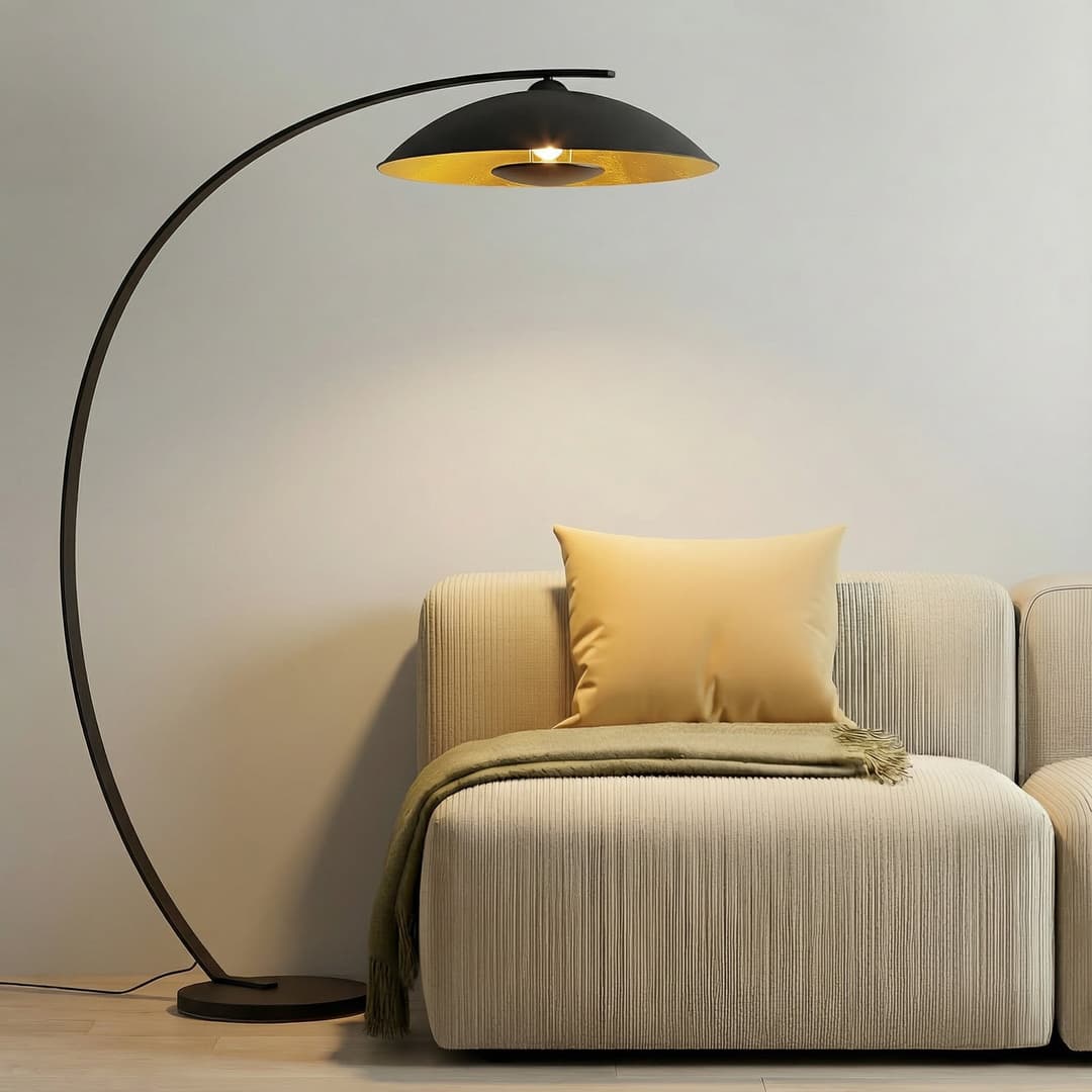 Emilienne Stehleuchte Black/Gold - Lindby - Wohnzimmer - Modern - Metall - Einflammig