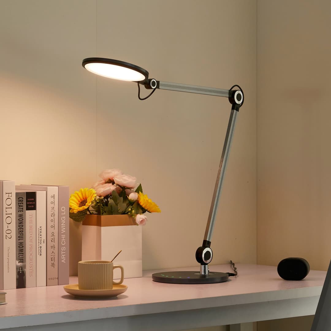 Nyxaris LED Tischleuchte CCT Grey - Lucande Lindby - Arbeitszimmer / Büro - Modern - Kunststoff - Einflammig