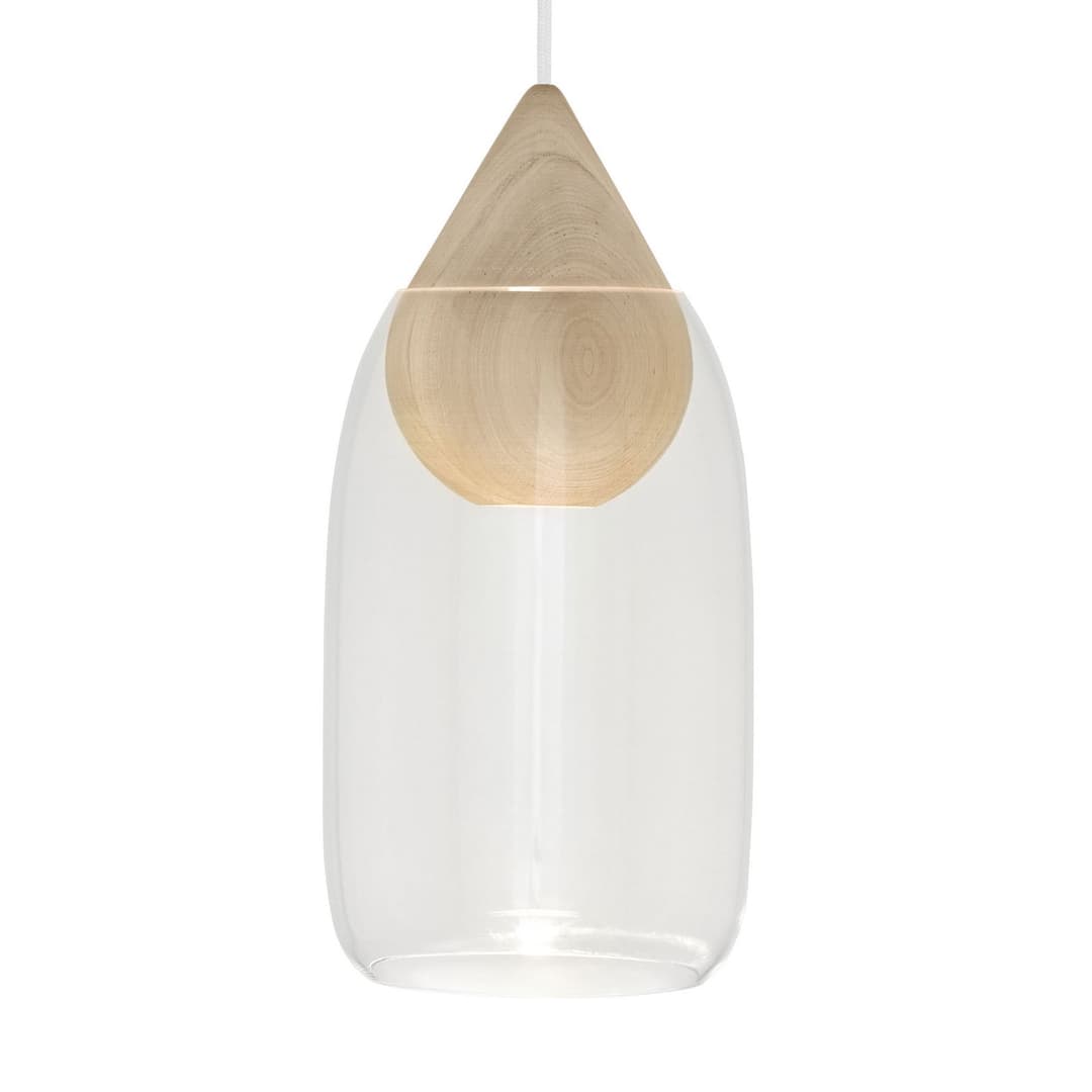 Liuku Pendelleuchte Drop Transparent - Mater Liuku Drop - Wohnzimmer - Design - Holz - Einflammig