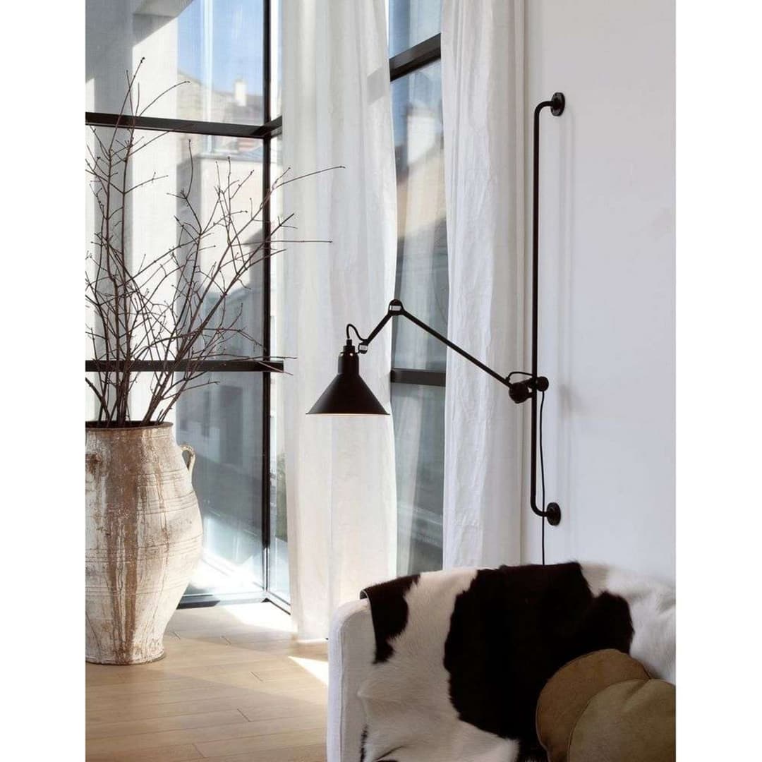 Lampe Gras 214 Wandleuchte, rund, schwarz/kupfer – DCW 214 Round - Wohnzimmer - Design - Metall - Einflammig