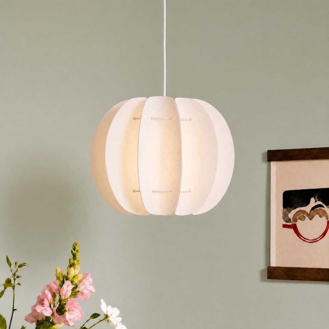 Winslow Hängeleuchte, E27, Ø 35 cm, cremeweiß, Kunststoff - Lindby - Wohnzimmer - Skandinavisch - Einflammig