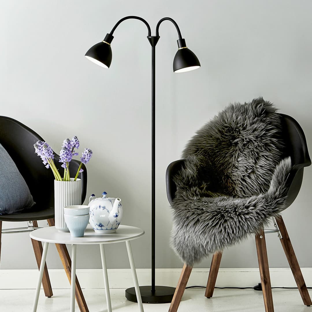 Ray Double Stehleuchte Black - Nordlux - Wohnzimmer - Modern - Metall - Mehrflammig